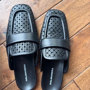 Halmanera Black Leather Slip-On Shoes